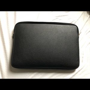 Black leather laptop bag